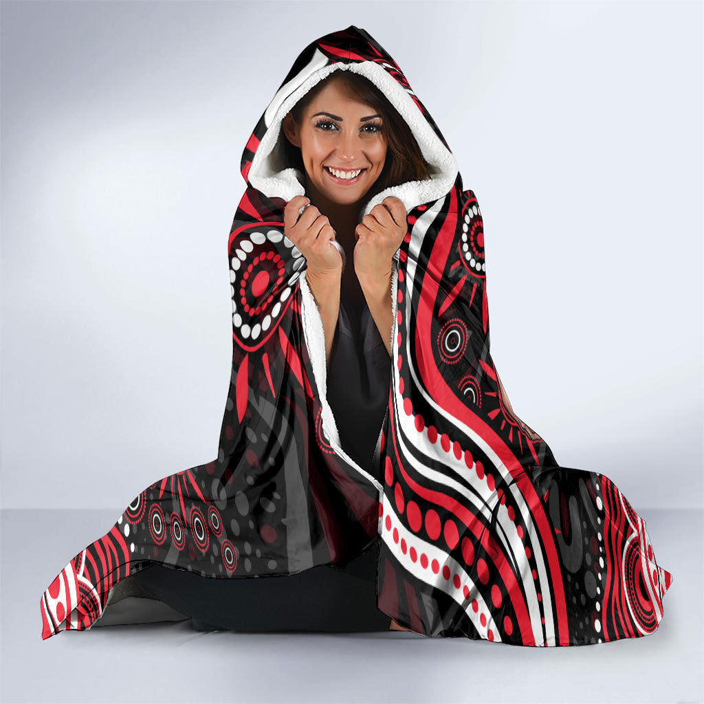 Personalized St Kilda Saints Footy Mascot Hooded Blanket Aboriginal Dot Art - Dreamtime Football Mascot