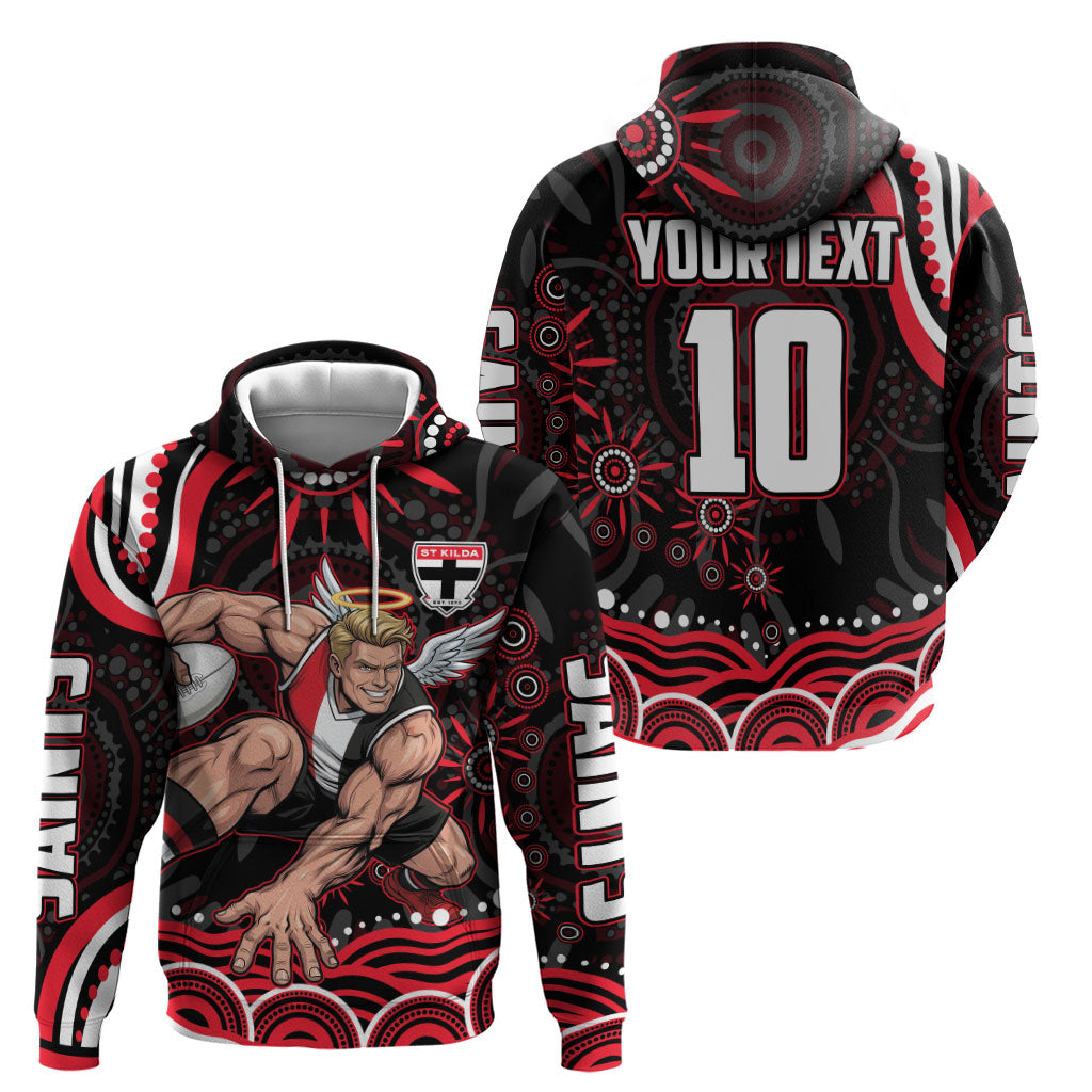 Personalized St Kilda Saints Footy Mascot Hoodie Aboriginal Dot Art - Dreamtime Football Mascot
