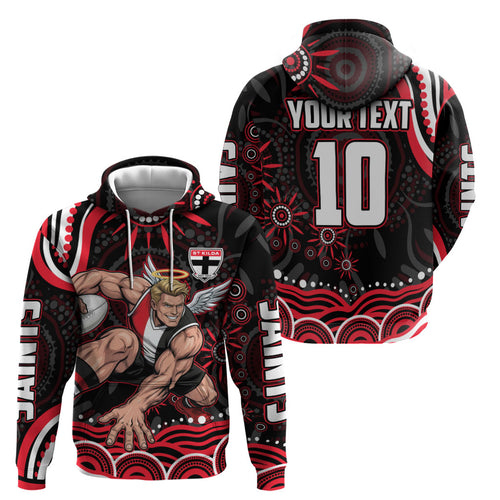 Personalized St Kilda Saints Footy Mascot Hoodie Aboriginal Dot Art - Dreamtime Football Mascot