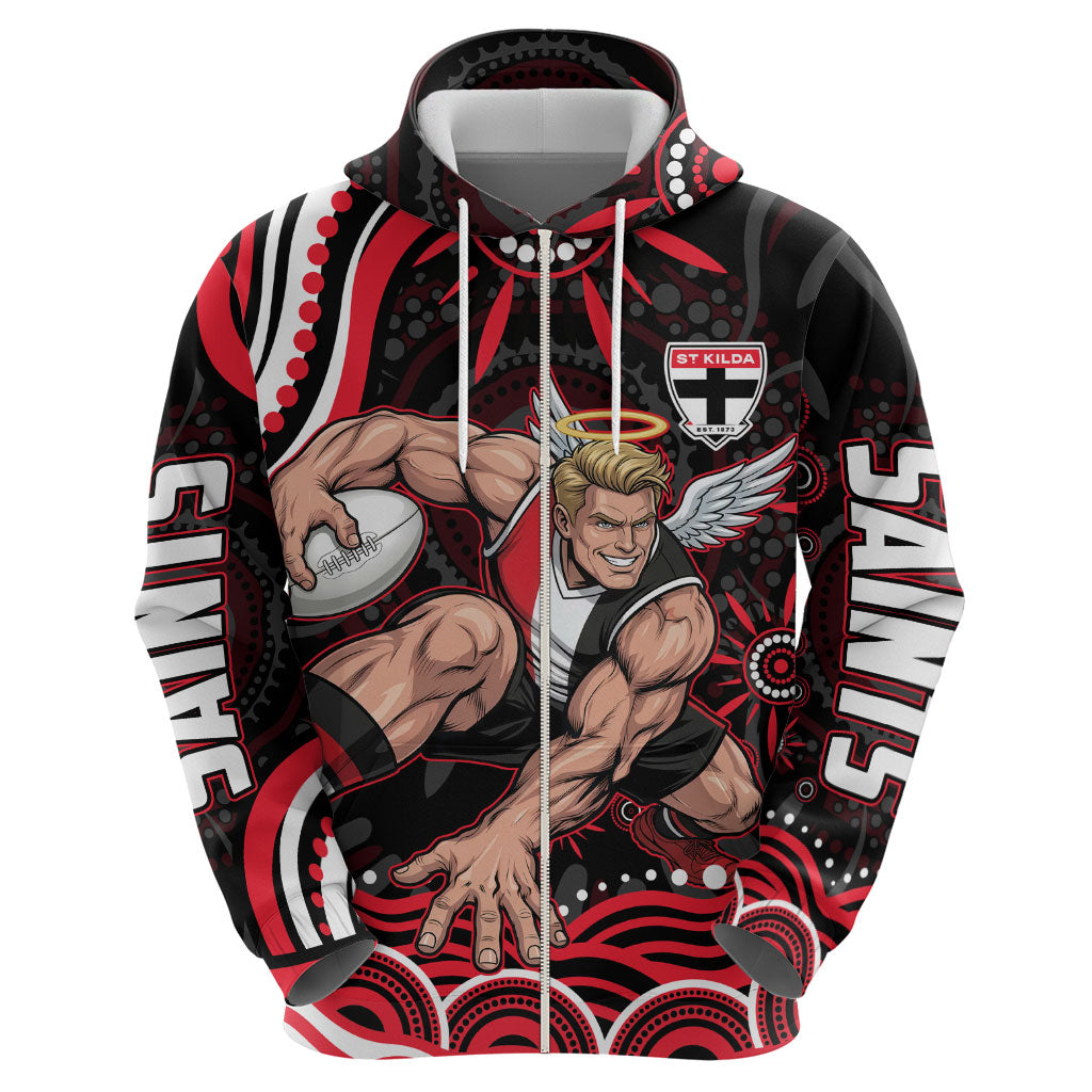 Personalized St Kilda Saints Footy Mascot Hoodie Aboriginal Dot Art - Dreamtime Football Mascot