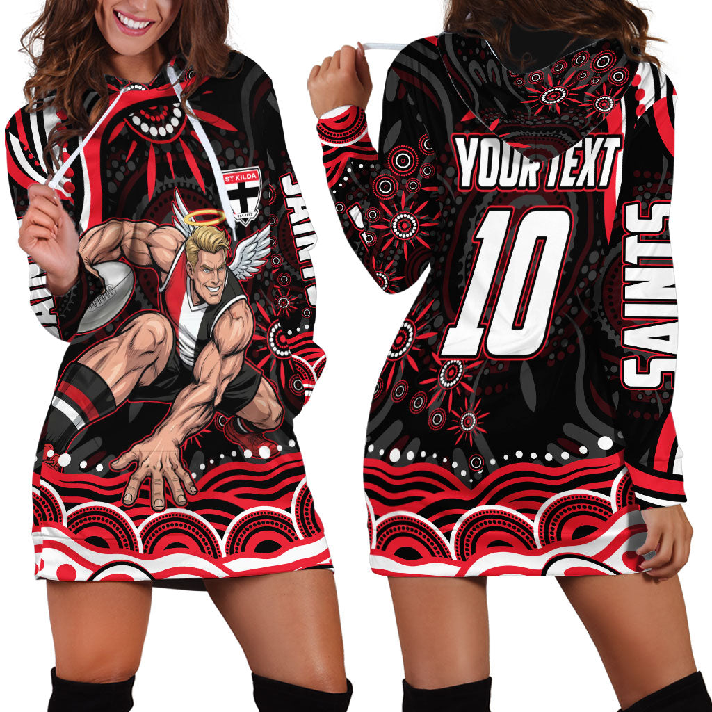 Personalized St Kilda Saints Footy Mascot Hoodie Dress Aboriginal Dot Art - Dreamtime Football Mascot