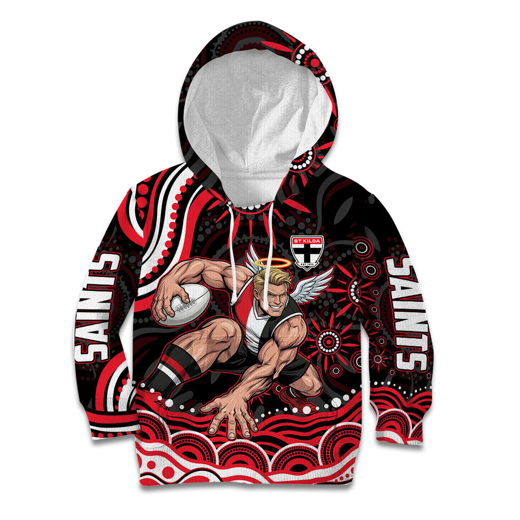 Personalized St Kilda Saints Footy Mascot Kid Hoodie Aboriginal Dot Art - Dreamtime Football Mascot