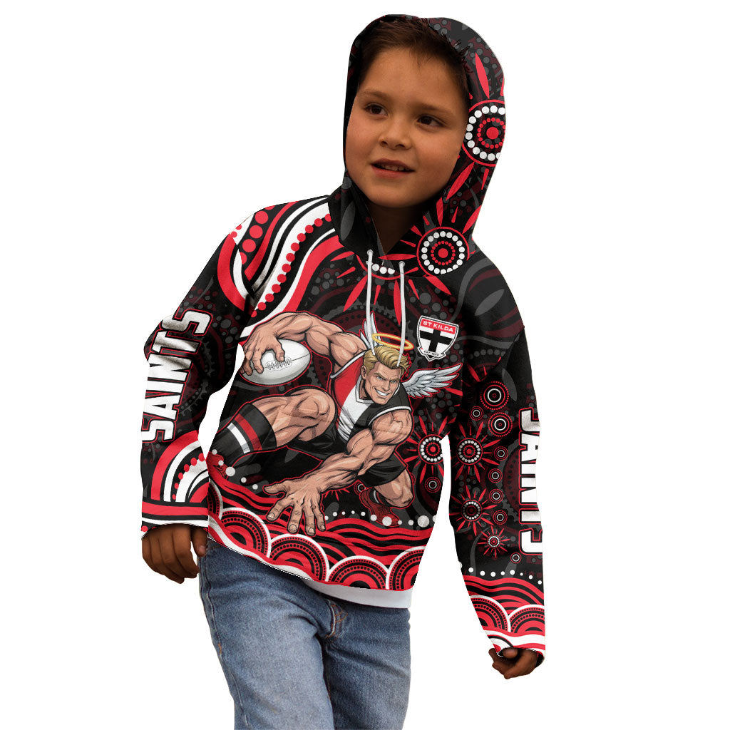 Personalized St Kilda Saints Footy Mascot Kid Hoodie Aboriginal Dot Art - Dreamtime Football Mascot