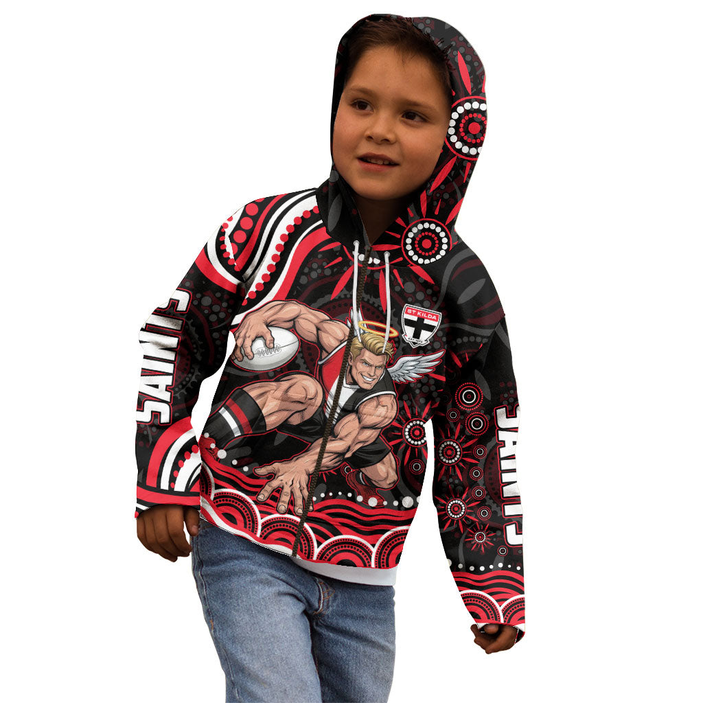 Personalized St Kilda Saints Footy Mascot Kid Hoodie Aboriginal Dot Art - Dreamtime Football Mascot