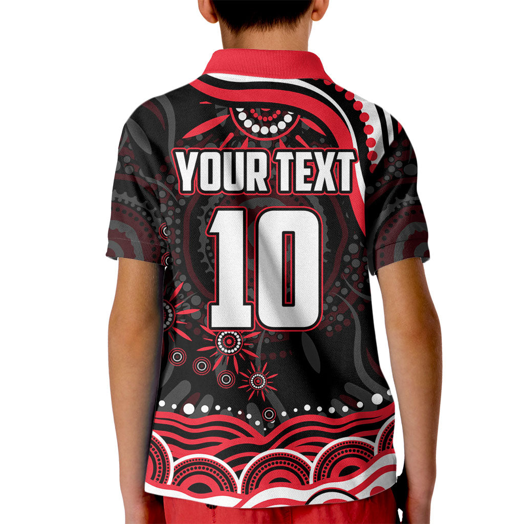 Personalized St Kilda Saints Footy Mascot Kid Polo Shirt Aboriginal Dot Art - Dreamtime Football Mascot