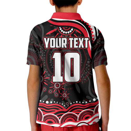 Personalized St Kilda Saints Footy Mascot Kid Polo Shirt Aboriginal Dot Art - Dreamtime Football Mascot