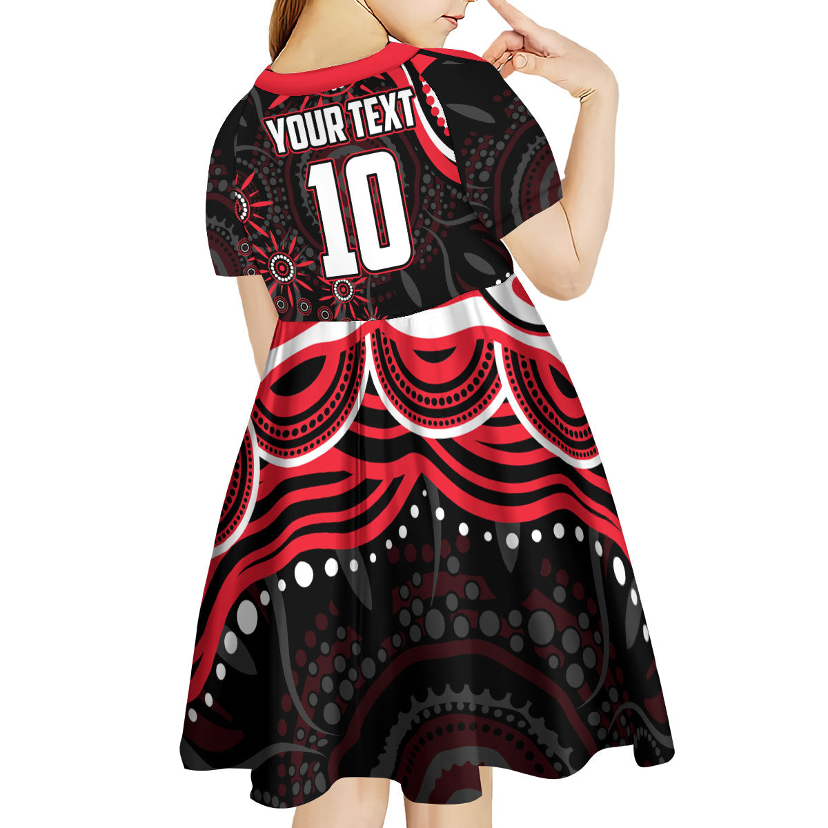 Personalized St Kilda Saints Footy Mascot Kid Short Sleeve Dress Aboriginal Dot Art - Dreamtime Football Mascot