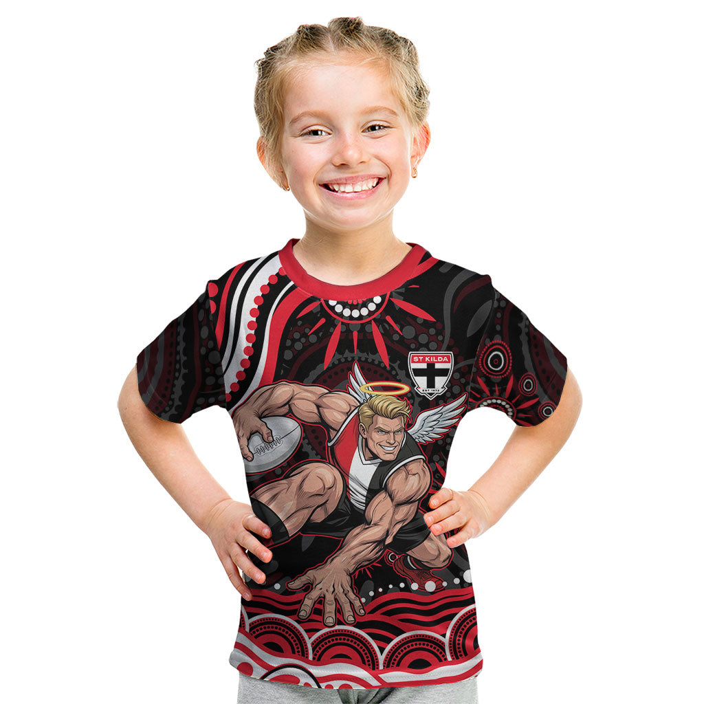 Personalized St Kilda Saints Footy Mascot Kid T Shirt Aboriginal Dot Art - Dreamtime Football Mascot