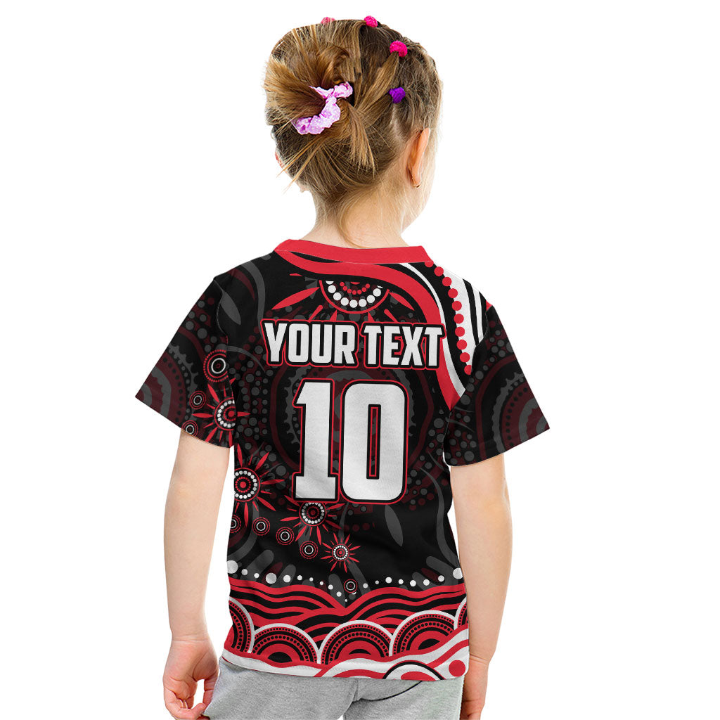 Personalized St Kilda Saints Footy Mascot Kid T Shirt Aboriginal Dot Art - Dreamtime Football Mascot