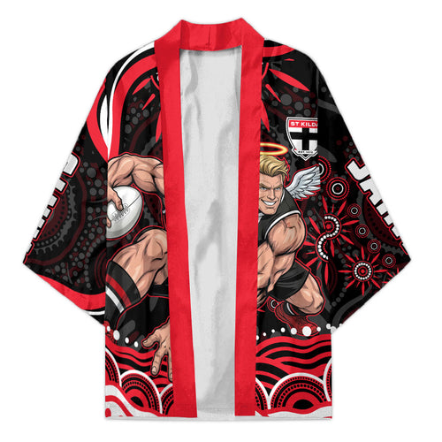 Personalized St Kilda Saints Footy Mascot Kimono Aboriginal Dot Art - Dreamtime Football Mascot
