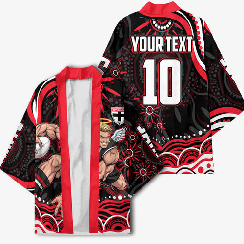 Personalized St Kilda Saints Footy Mascot Kimono Aboriginal Dot Art - Dreamtime Football Mascot