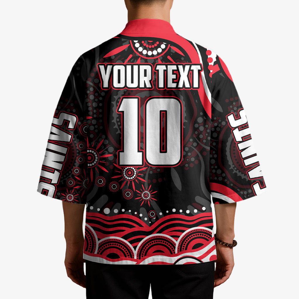 Personalized St Kilda Saints Footy Mascot Kimono Aboriginal Dot Art - Dreamtime Football Mascot