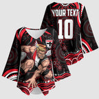 Personalized St Kilda Saints Footy Mascot Kimono Sleeve Blouse Aboriginal Dot Art - Dreamtime Football Mascot