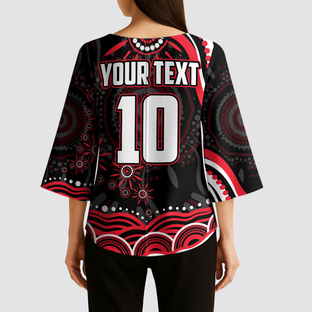 Personalized St Kilda Saints Footy Mascot Kimono Sleeve Blouse Aboriginal Dot Art - Dreamtime Football Mascot