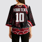 Personalized St Kilda Saints Footy Mascot Kimono Sleeve Blouse Aboriginal Dot Art - Dreamtime Football Mascot