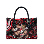 Personalized St Kilda Saints Footy Mascot Leather Bag Aboriginal Dot Art - Dreamtime Football Mascot