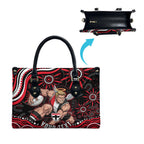 Personalized St Kilda Saints Footy Mascot Leather Bag Aboriginal Dot Art - Dreamtime Football Mascot