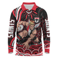 Personalized St Kilda Saints Footy Mascot Long Sleeve Polo Shirt Aboriginal Dot Art - Dreamtime Football Mascot