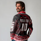 Personalized St Kilda Saints Footy Mascot Long Sleeve Polo Shirt Aboriginal Dot Art - Dreamtime Football Mascot