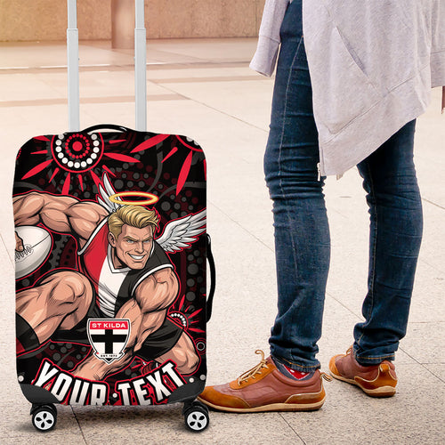Personalized St Kilda Saints Footy Mascot Luggage Cover Aboriginal Dot Art - Dreamtime Football Mascot