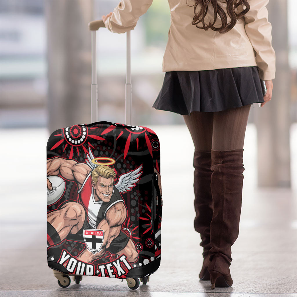 Personalized St Kilda Saints Footy Mascot Luggage Cover Aboriginal Dot Art - Dreamtime Football Mascot