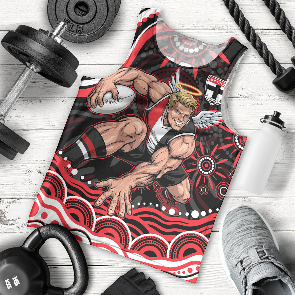 Personalized St Kilda Saints Footy Mascot Men Tank Top Aboriginal Dot Art - Dreamtime Football Mascot