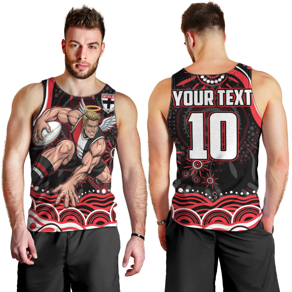 Personalized St Kilda Saints Footy Mascot Men Tank Top Aboriginal Dot Art - Dreamtime Football Mascot