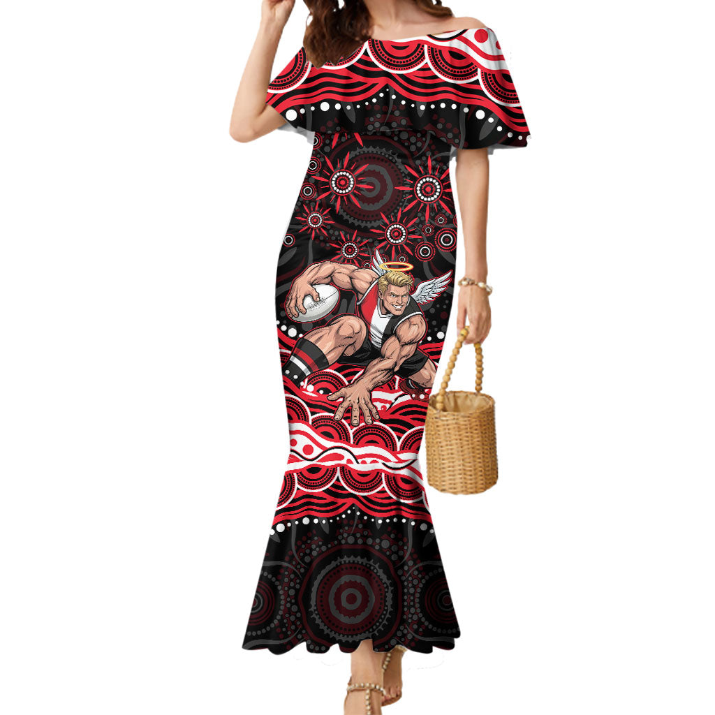 Personalized St Kilda Saints Footy Mascot Mermaid Dress Aboriginal Dot Art - Dreamtime Football Mascot