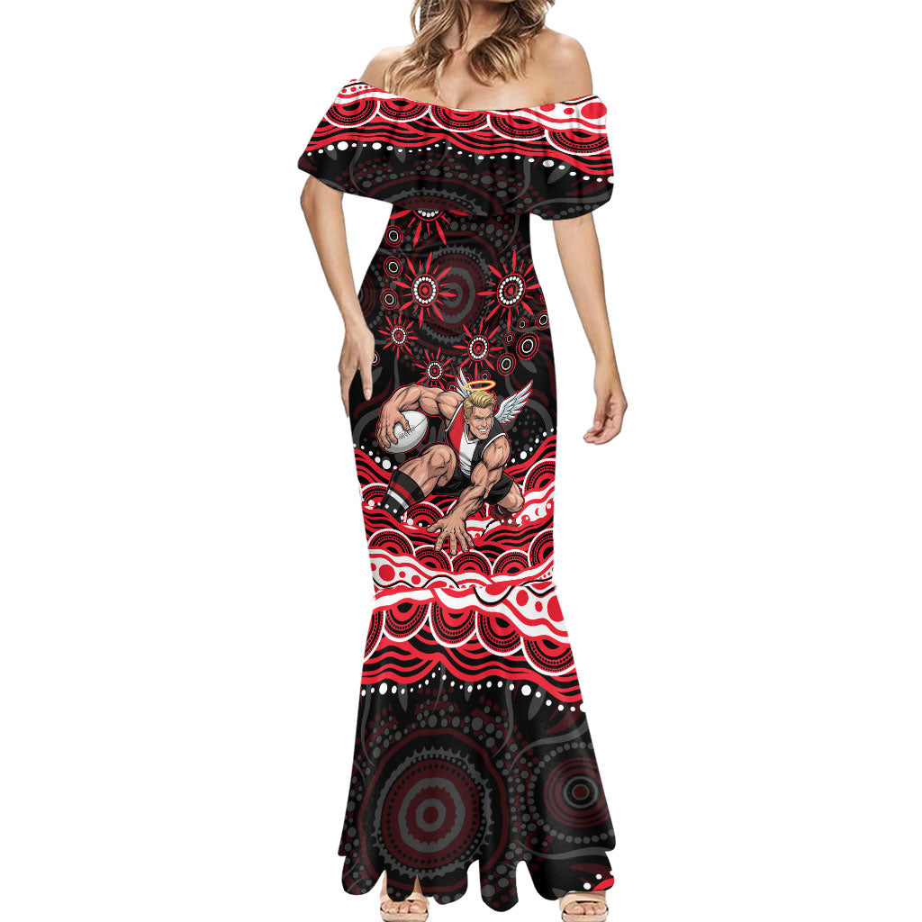 Personalized St Kilda Saints Footy Mascot Mermaid Dress Aboriginal Dot Art - Dreamtime Football Mascot