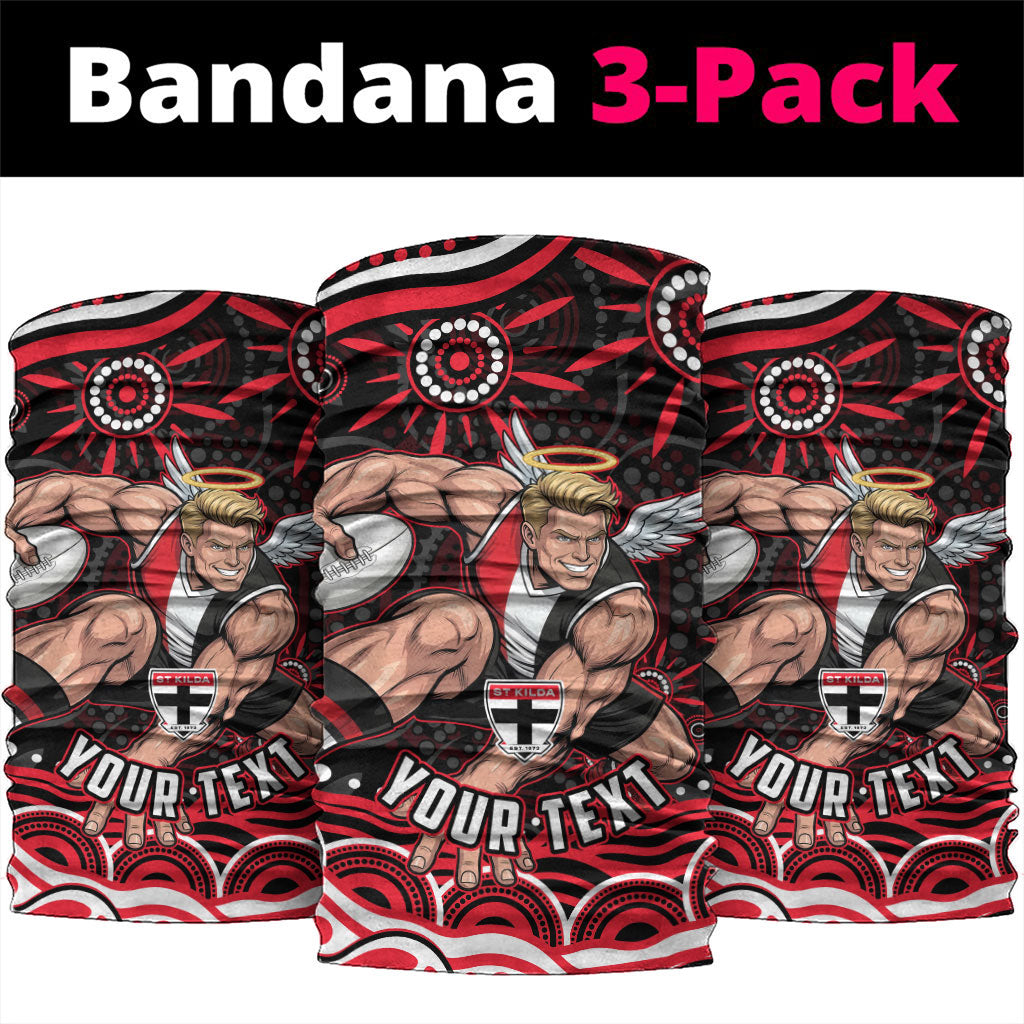Personalized St Kilda Saints Footy Mascot Neck Gaiter Aboriginal Dot Art - Dreamtime Football Mascot