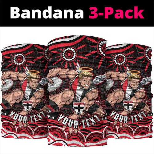 Personalized St Kilda Saints Footy Mascot Neck Gaiter Aboriginal Dot Art - Dreamtime Football Mascot