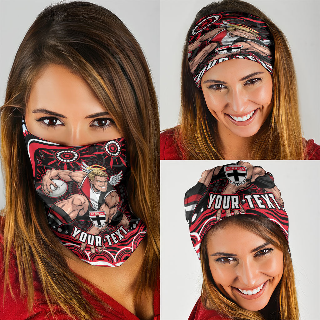 Personalized St Kilda Saints Footy Mascot Neck Gaiter Aboriginal Dot Art - Dreamtime Football Mascot
