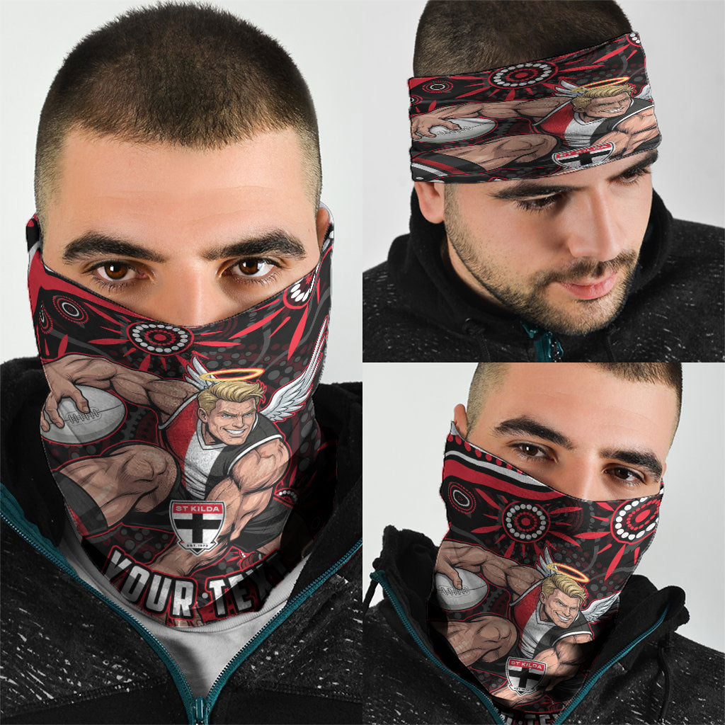 Personalized St Kilda Saints Footy Mascot Neck Gaiter Aboriginal Dot Art - Dreamtime Football Mascot