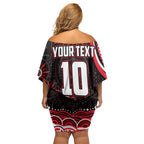 Personalized St Kilda Saints Footy Mascot Off Shoulder Short Dress Aboriginal Dot Art - Dreamtime Football Mascot