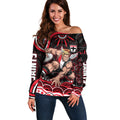 Personalized St Kilda Saints Footy Mascot Off Shoulder Sweater Aboriginal Dot Art - Dreamtime Football Mascot