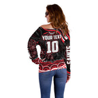 Personalized St Kilda Saints Footy Mascot Off Shoulder Sweater Aboriginal Dot Art - Dreamtime Football Mascot