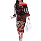 Personalized St Kilda Saints Footy Mascot Off The Shoulder Long Sleeve Dress Aboriginal Dot Art - Dreamtime Football Mascot