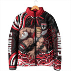 Personalized St Kilda Saints Footy Mascot Padded Jacket Aboriginal Dot Art - Dreamtime Football Mascot