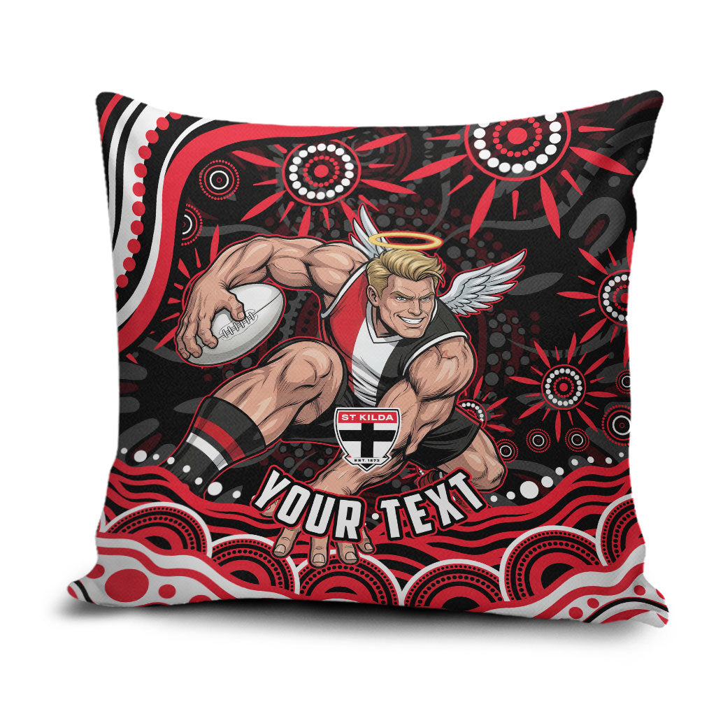 Personalized St Kilda Saints Footy Mascot Pillow Cover Aboriginal Dot Art - Dreamtime Football Mascot