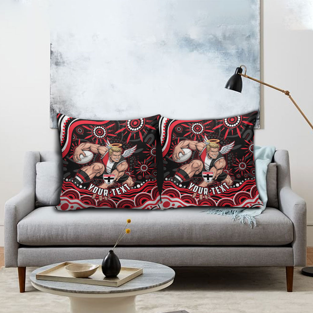 Personalized St Kilda Saints Footy Mascot Pillow Cover Aboriginal Dot Art - Dreamtime Football Mascot