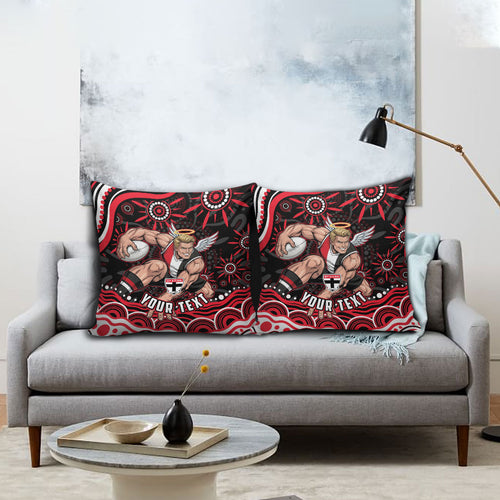 Personalized St Kilda Saints Footy Mascot Pillow Cover Aboriginal Dot Art - Dreamtime Football Mascot