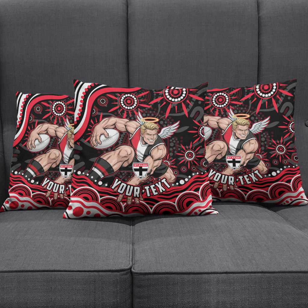 Personalized St Kilda Saints Footy Mascot Pillow Cover Aboriginal Dot Art - Dreamtime Football Mascot