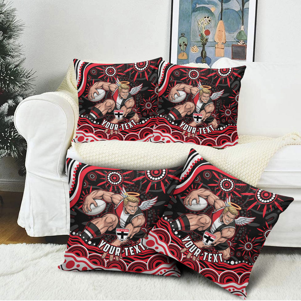 Personalized St Kilda Saints Footy Mascot Pillow Cover Aboriginal Dot Art - Dreamtime Football Mascot