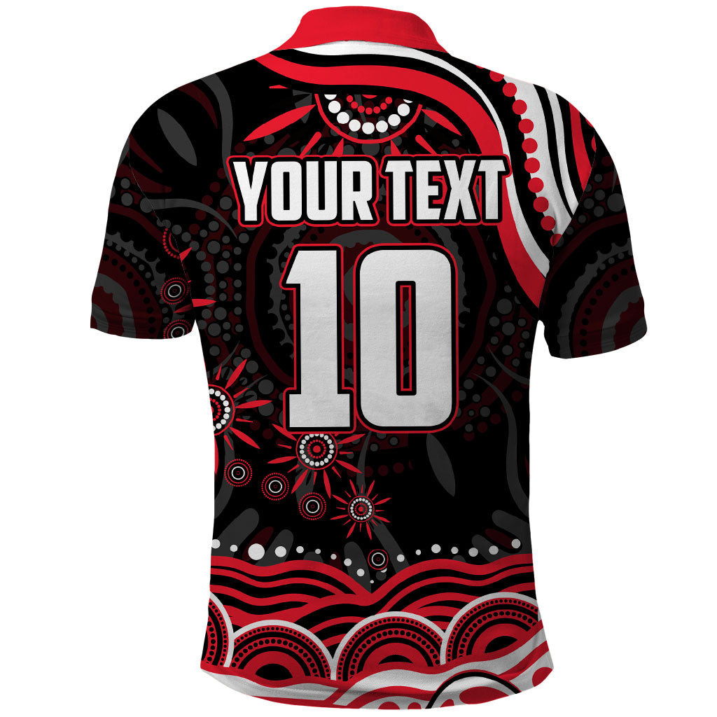 Personalized St Kilda Saints Footy Mascot Polo Shirt Aboriginal Dot Art - Dreamtime Football Mascot