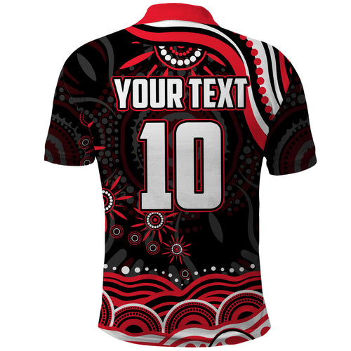 Personalized St Kilda Saints Footy Mascot Polo Shirt Aboriginal Dot Art - Dreamtime Football Mascot