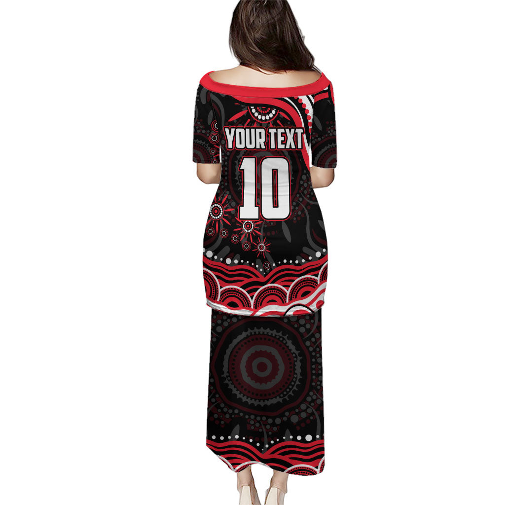 Personalized St Kilda Saints Footy Mascot Puletasi Aboriginal Dot Art - Dreamtime Football Mascot