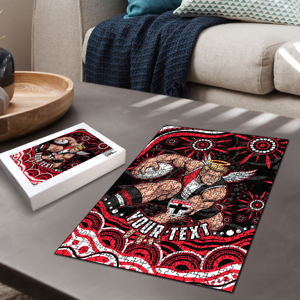 Personalized St Kilda Saints Footy Mascot Puzzle Aboriginal Dot Art - Dreamtime Football Mascot