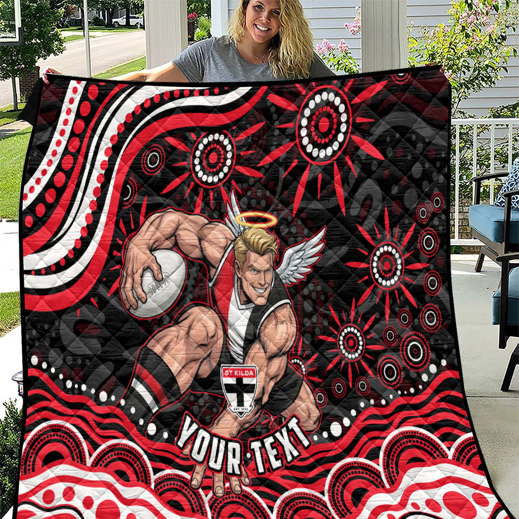 Personalized St Kilda Saints Footy Mascot Quilt Aboriginal Dot Art - Dreamtime Football Mascot