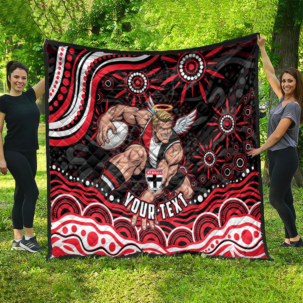 Personalized St Kilda Saints Footy Mascot Quilt Aboriginal Dot Art - Dreamtime Football Mascot