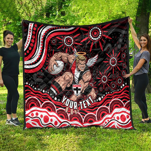 Personalized St Kilda Saints Footy Mascot Quilt Aboriginal Dot Art - Dreamtime Football Mascot